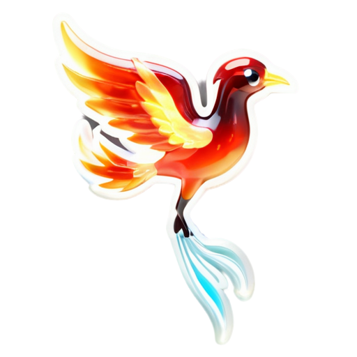 A phoenix-like bird, a one-legged, fiery red bird, symbolizing fire and light, the sacred bird of the Classic of Mountains and Seas - icon | sticker