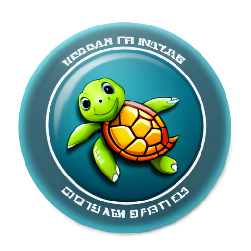 design a round logo that has a cute turtle in the middle and with the love around. it need to show the feeling of charity - icon | sticker