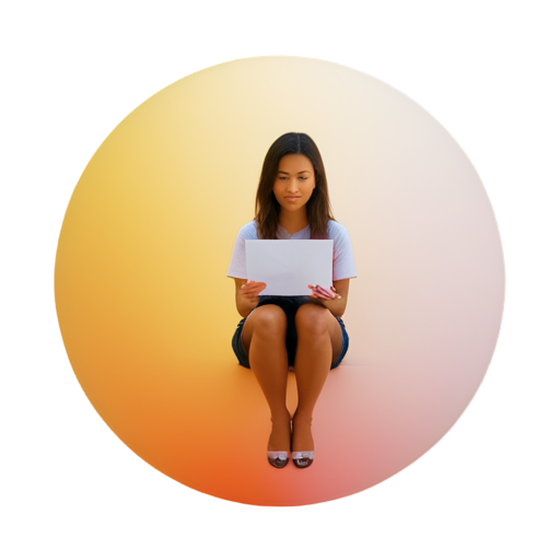 pretty girl in sphere with mail from internet sunset background - icon | sticker