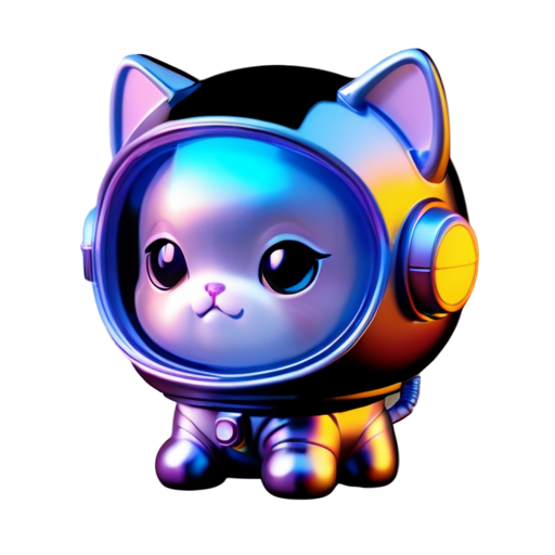 A cat with an astronaut helmet, flat color, realistic art style - icon | sticker