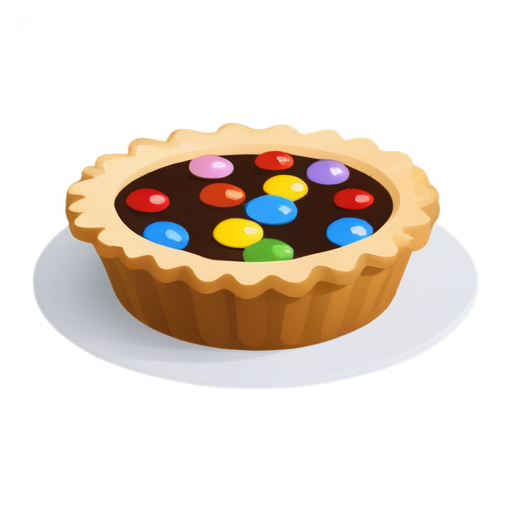 The pie is sprinkled with number-shaped candies and a pen is placed next to it - icon | sticker