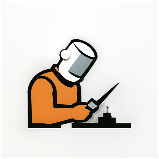 Create an icon depicting a welder welding metal. The background should be simple or plain so that the emphasis is on the figure of the welder and the welding process. Icon styling can be minimalistic, with clear lines and simple colors - icon | sticker