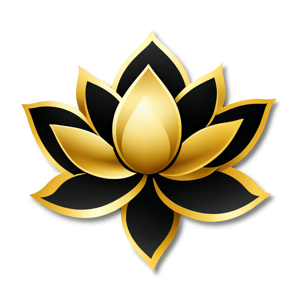 lotus, simple background,gold on black,logo design, black background, - icon | sticker