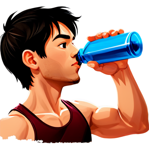 a man drinking water, watercolor style, athlete - icon | sticker