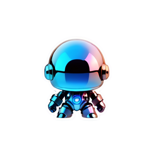 guchen, mech, mechanical, chibi, reflection, metal - icon | sticker