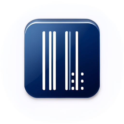 Create a modern and minimalistic app icon for a barcode-scanning application named "BarkYar". The icon should feature a clean, simple design with a barcode symbol at the center. The color scheme should include a mix of dark blue and white, giving it a professional and tech-savvy look. Incorporate a subtle checkmark or assistant symbol to represent the "Yar" (helper) aspect of the app. Ensure the design is optimized for display on both Android and iOS devices. Just generate icon, to be ready to use, no background, no bullshit! - icon | sticker