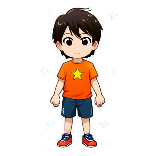 glowing orange ball with four stars on him - icon | sticker