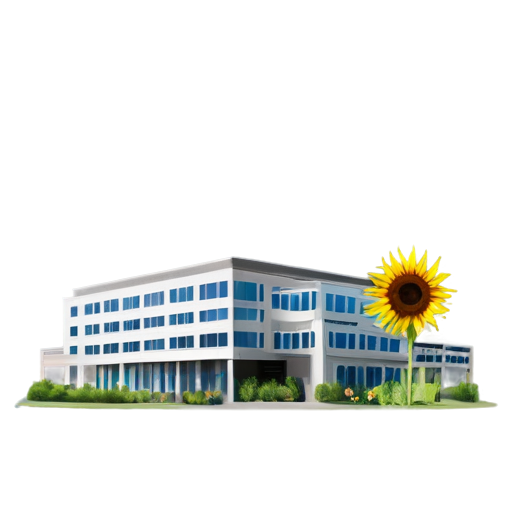 hospital with sunflower - icon | sticker