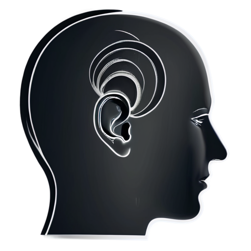 draw an ear from which sound waves go to the brain. in vector graphics - icon | sticker