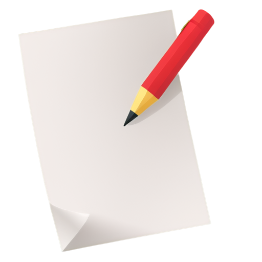 Create a minimalist icon of a single sheet of paper with a slight fold at the bottom right corner. Include a small, simple pen nib in the bottom corner, emphasizing document creation. Use clean lines and a consistent stroke width. - icon | sticker