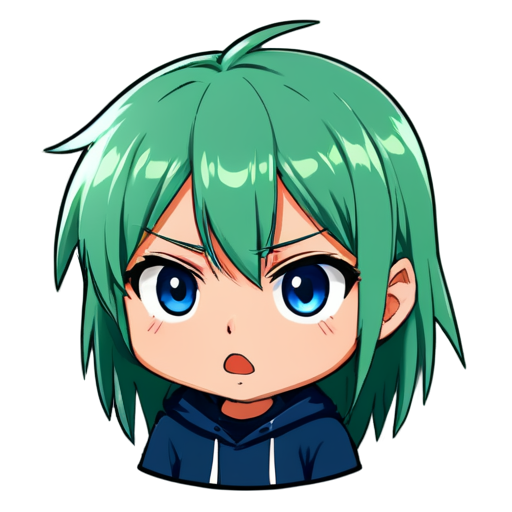 Dissatisfied anime face in the form of a ticker for social networks - icon | sticker