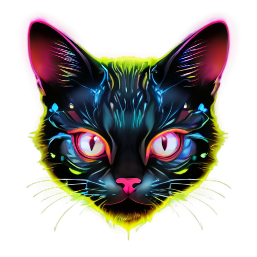 cyberpank abstract cat head neon - icon | sticker