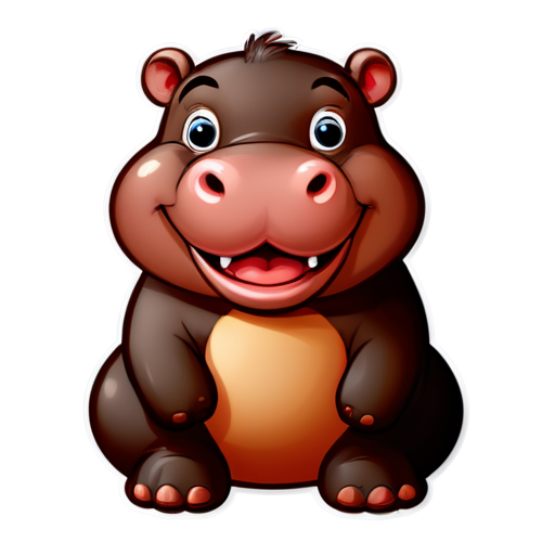 The hippopotamus is smiling - icon | sticker