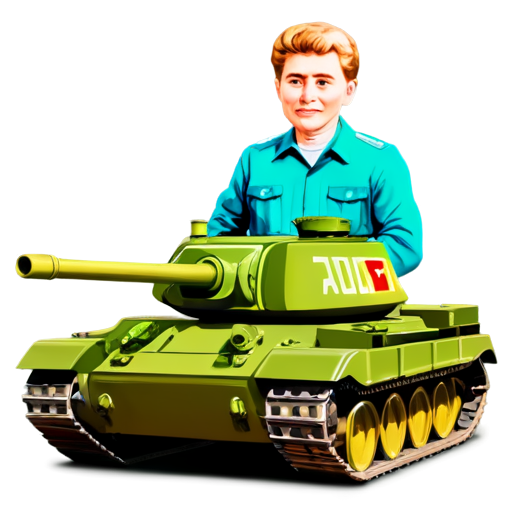 a Russian agricultural worker on a Soviet tank cartoon icon for the youtube channel with the inscription TaHkucT_TpakTopucT - icon | sticker