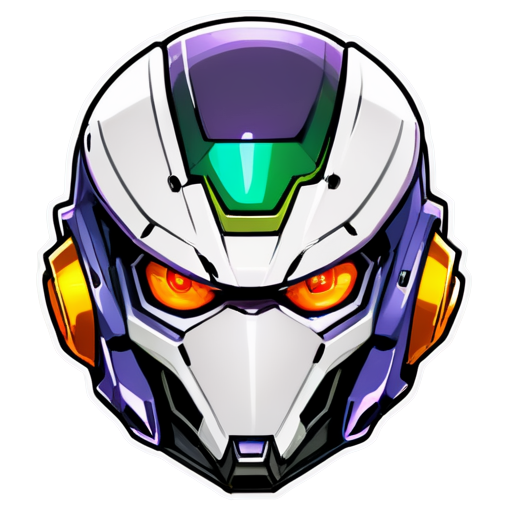 Cyberpunk robot head in helmet evangelion styled - icon | sticker