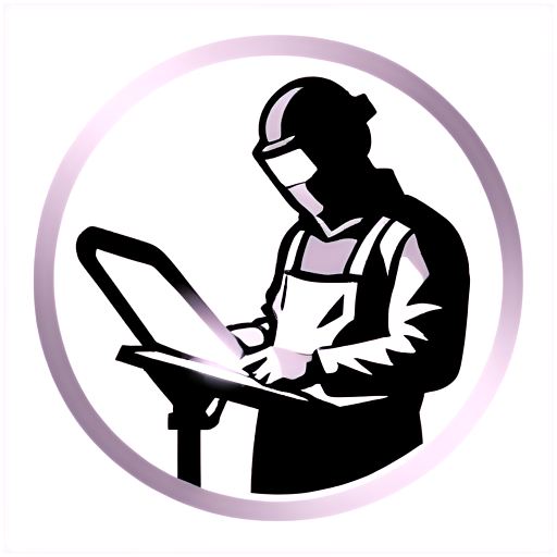 welder. In black and white with no background and simple lines - icon | sticker