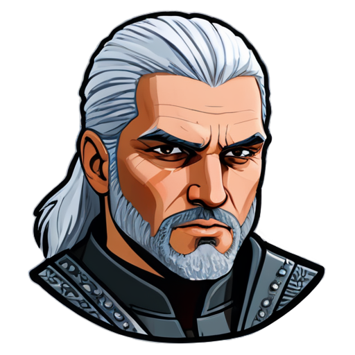 geralt`s head -witcher -cartoon sticker -big head - icon | sticker