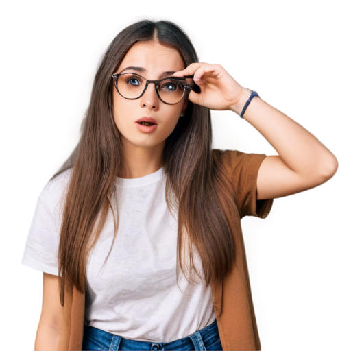 cute girl-hoarder in glasses with long brown hair - icon | sticker