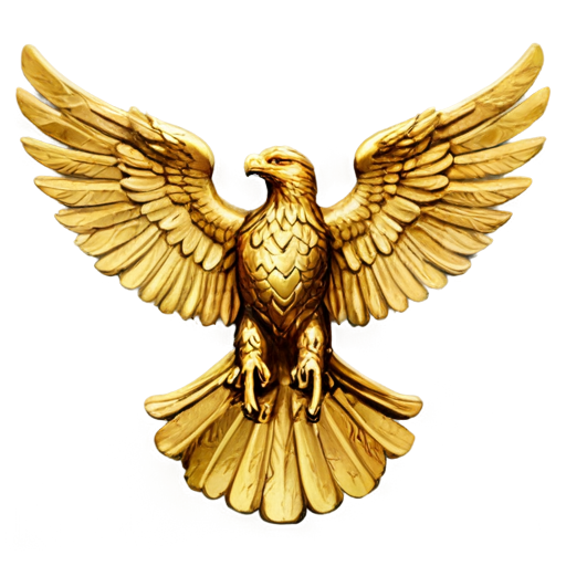 A Golden Ancient Roman Empire Eagle with its wings spread out and facing forward - icon | sticker