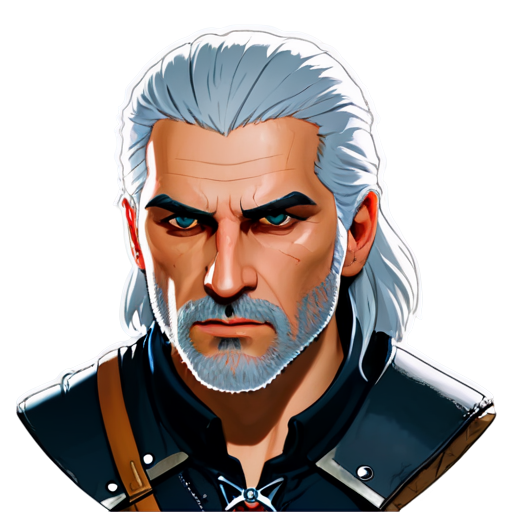 geralt`s head -witcher -cartoon sticker - icon | sticker