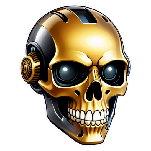 Abstract Mechanical Skull in tier 3 helmet - icon | sticker