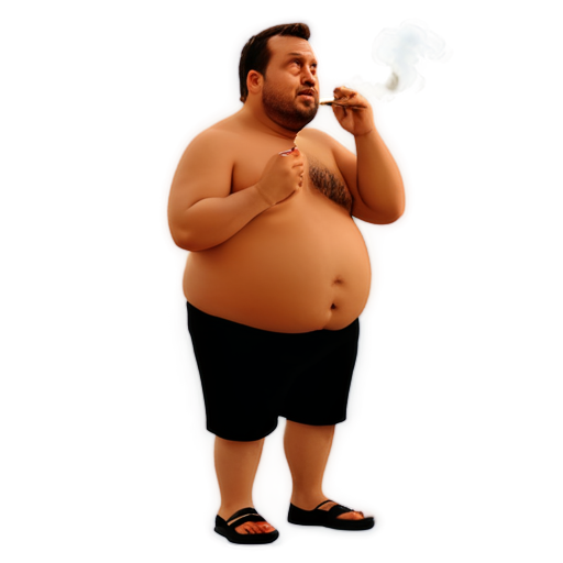 silhouette of a fat man smoking - icon | sticker
