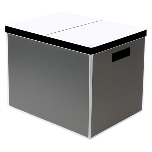 Desktop storage box with internal partitions, line art, minimalist, white & black color - icon | sticker