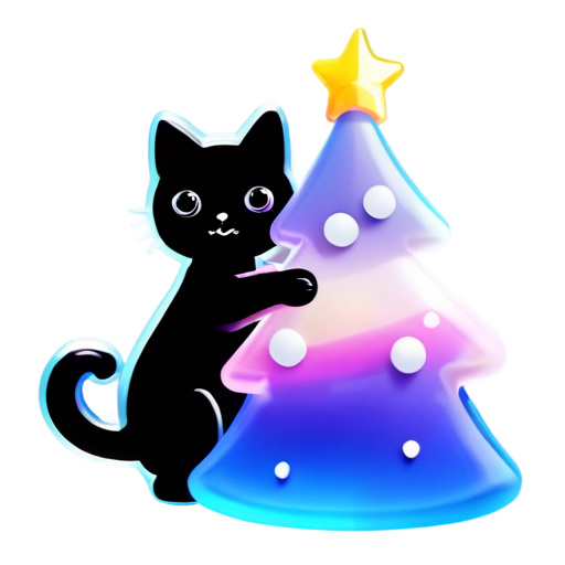 cat king christmas tree - icon | sticker