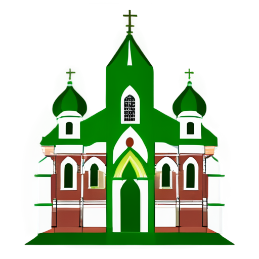 Create a square Android icon with a cultural and historical theme, focusing on a church and representing culture. The icon should have a flat design and use a green color scheme. - icon | sticker