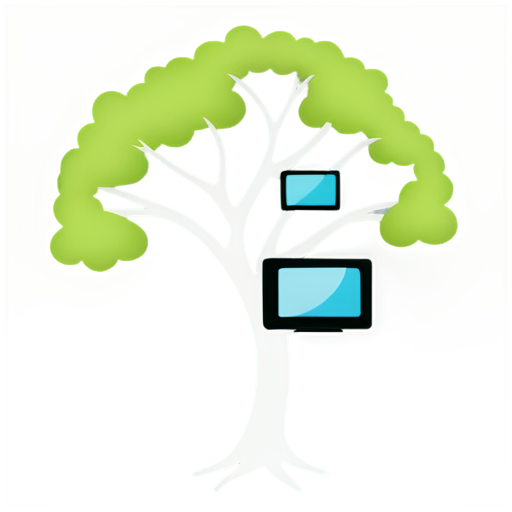 "Create an artistic illustration of a 'cultural tree' where the branches transform into various symbols of entertainment and culture. The tree should feature branches with distinct elements: one branch with a theater mask, another branch with musical notes or a musical instrument, and a third branch with film reels. At the base of the tree, integrate a television set, symbolizing the TV guide as the foundation of home entertainment. The illustration should convey the growth and development of culture and entertainment in society, illustrating a vibrant and interconnected ecosystem of arts and media." - icon | sticker