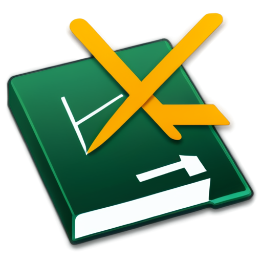 Create an icon for a software application The application reads Excel spreadsheets, processes the data with various formulas and exports new Excel spreadsheets. The icon should combine the following elements: An open book or stack of documents representing the input of Excel files. Gears or formula icons (such as f(x)) to indicate the processing and calculation of the data. An arrow symbolizing the export of new files. Color-wise, the icon could use shades of green to reinforce the association with Excel, combined with shades of blue or orange to represent dynamism and transformation. The design should be modern and clear, with simple but effective imagery that immediately conveys the functionality of the application. The icon should be created on a transparent background so that it can be used in a versatile way on different surfaces - icon | sticker