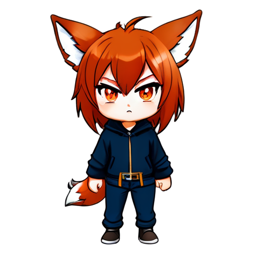 Angry anime chibi with little fox ears - icon | sticker