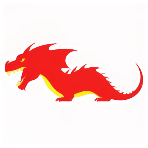 simple design of a red dragon, only the head with open mouth using the dragon breath with transparent background. - icon | sticker