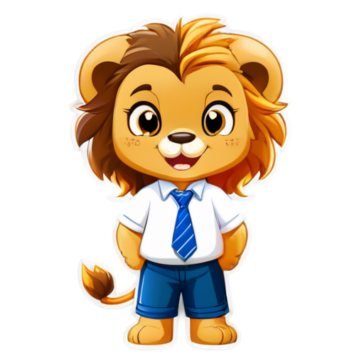 cartoon lion, talented turtle, primary school uk, school uniform, smile, - icon | sticker