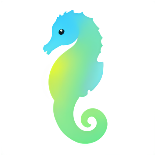 Cute seahorse in blue green colors beautifully shimmering gradient - icon | sticker