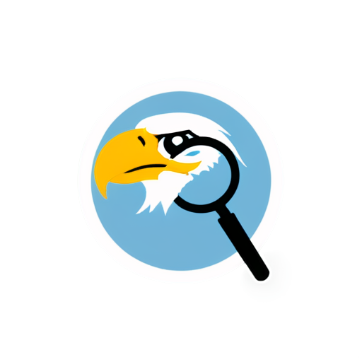 Create an icon for the name "EagleScan." Combine elements of an eagle and a magnifying glass or document to represent scanning and analysis. Use a flat, minimalistic design. - icon | sticker