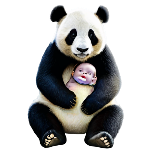 Panda with a human baby - icon | sticker