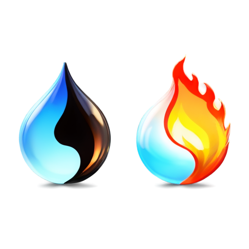 Elemental compilation. Fire, water, earth, air. Man and psyche at the head. Realism style - icon | sticker