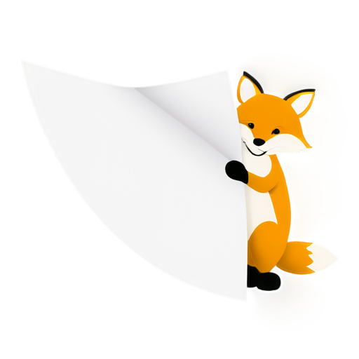 fox bent over a sheet of paper with a pen in his paws and thought - icon | sticker