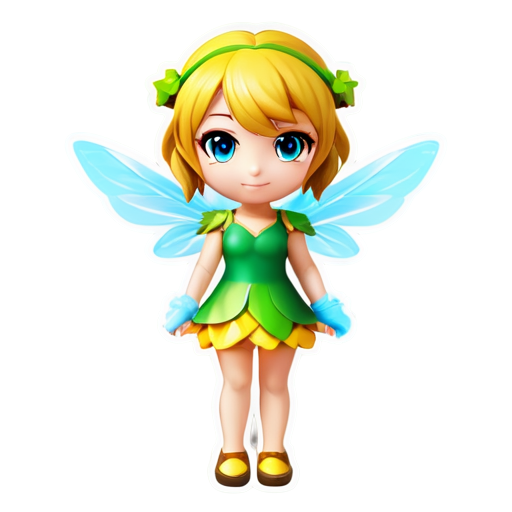 chibi fairy girl shoot magic from her staff, 3d - icon | sticker