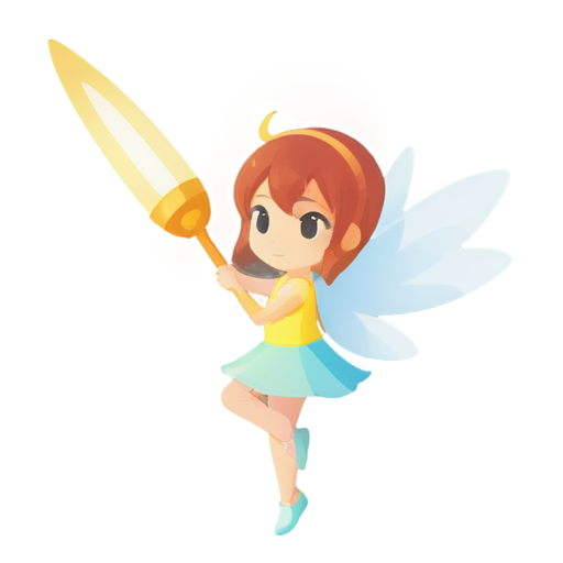 chibi fairy girl magic missile from her staff - icon | sticker