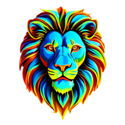 cyberpank abstract lion head neon - icon | sticker