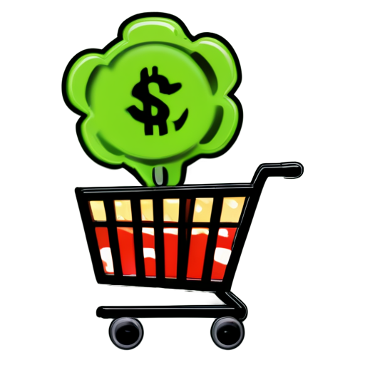 A shopping cart & a dollar sign. - icon | sticker