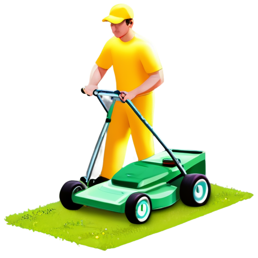 lawn mowing, garden care, landscape design - icon | sticker