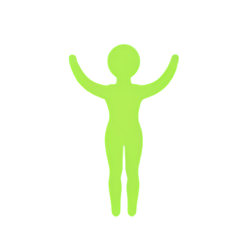 The background color of the icon is light green, with a cheerful and relaxed human shape added in the middle, symbolizing that mastering nutrition and health can make people feel happy both physically and mentally, and have a great body - icon | sticker