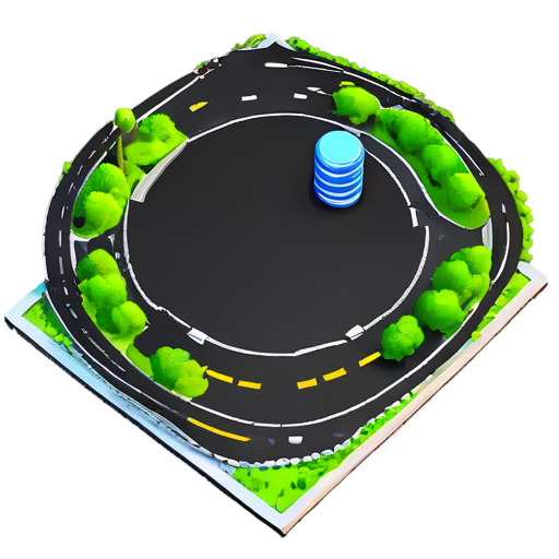 Generate a factory icon with roads in 3d - zoom in bit more - icon | sticker