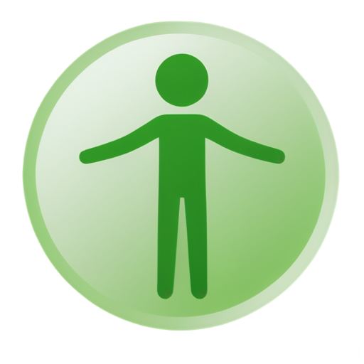 The background color of the icon is light green, with a cheerful and relaxed human shape added in the middle, symbolizing that mastering nutrition and health can make people feel happy both physically and mentally, and have a great body - icon | sticker