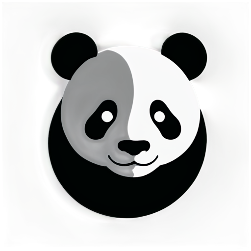 A panda, black and white - icon | sticker