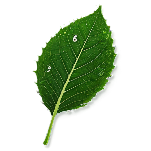 a leaf from a tree, detailed with green numbers, like in the movie "The Matrix" - icon | sticker