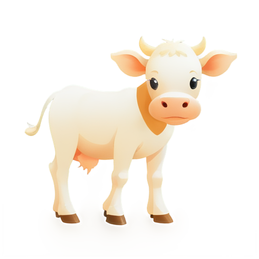 cute cow with brilliant warm pastel colors - icon | sticker